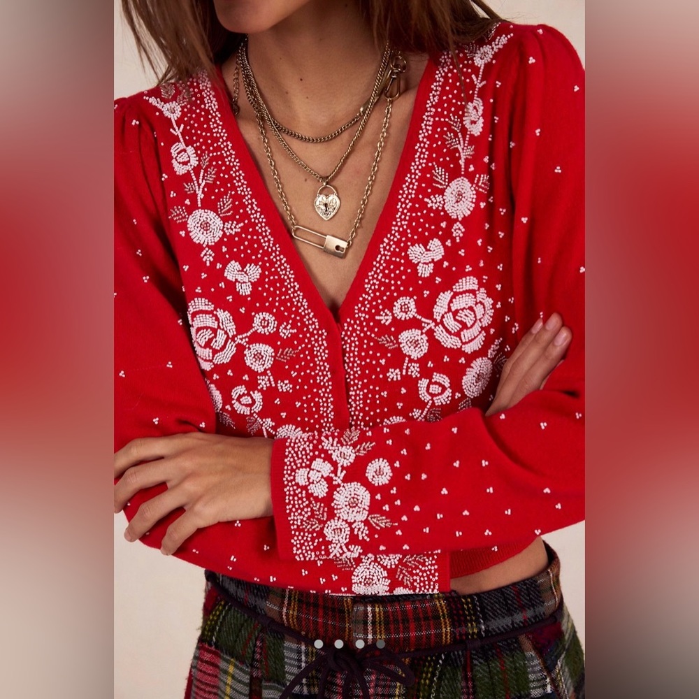 Free People NWT Happy Holidays Cardi Medium